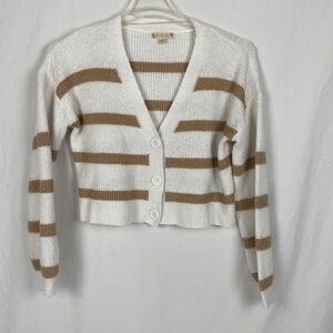It’s Our Time Women’s 3 Button Up Cardigan Cropped Sweater Size M